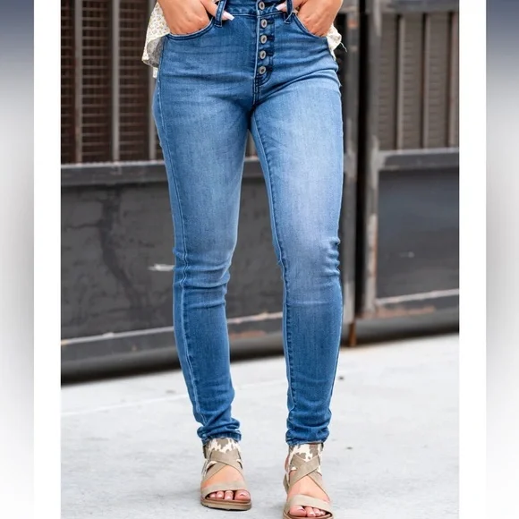 KanCan skinny rivet fly jeans - Picture 6 of 8